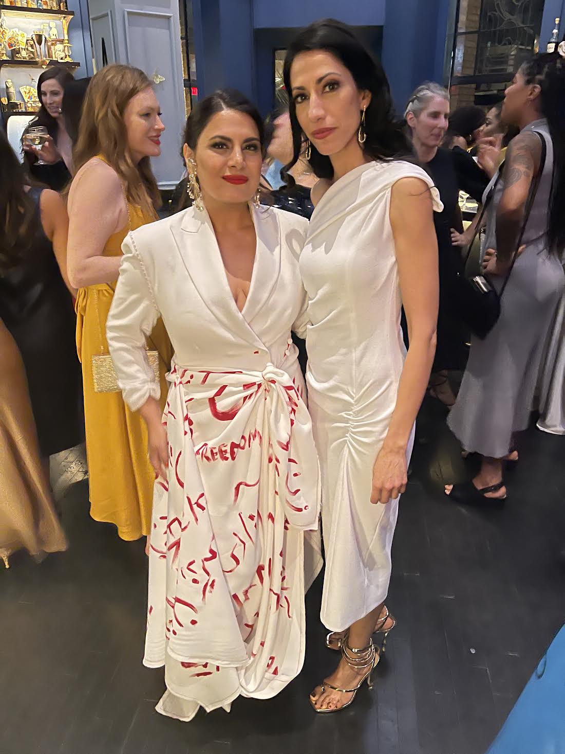 Huma Abedin (right) with Behnaz Ghahramani (left) at the Glamour Awards. Ghahramani styled by Engie Hassan in Zaid Farouki couture to Honor Iranian Women