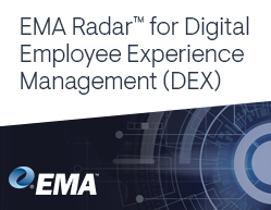 Text: EMA Radar™ for Digital Employee Experience Management (DEX) Graphics: EMA logo and abstract cog