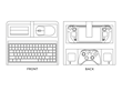 Line drawing of Interior pocket layout: padded pockets cradle the Steam Deck console, Steam Deck or third-party dock, two power supplies, controller, 75% keyboard, and a mouse.