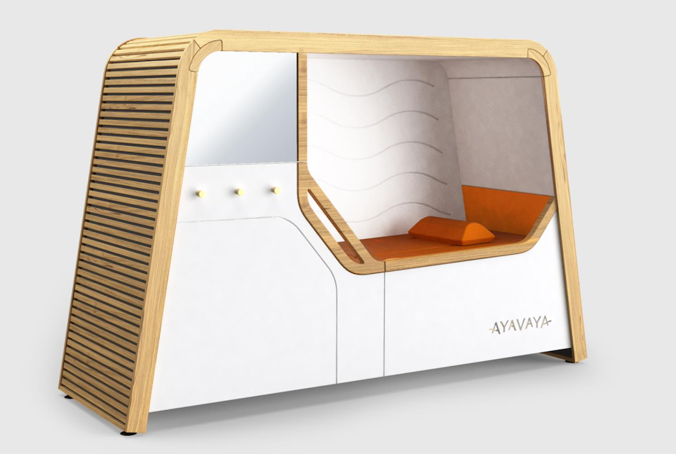 AYAVAYA, an anti-stress cabin that uses patented, scientifically-tested technology to reduce stress and recharge the user’s energy, focus and mental balance within 20 minutes.
