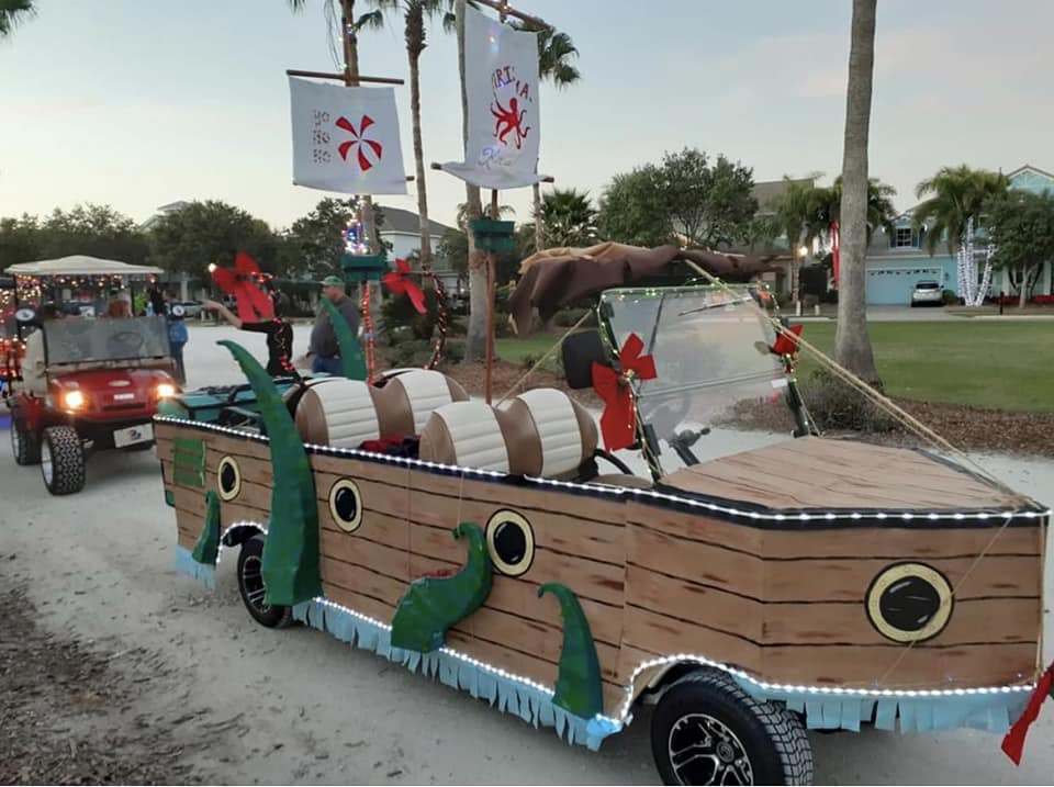 Golf cart parade enthusiasts come from all over to show off their carts in the Annual Apollo Beach Golf Cart Parade by ICON® EV!