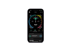 The speedometer is developed by Driftline and used in the Indurance app to show relevant health and fitness information about the user.