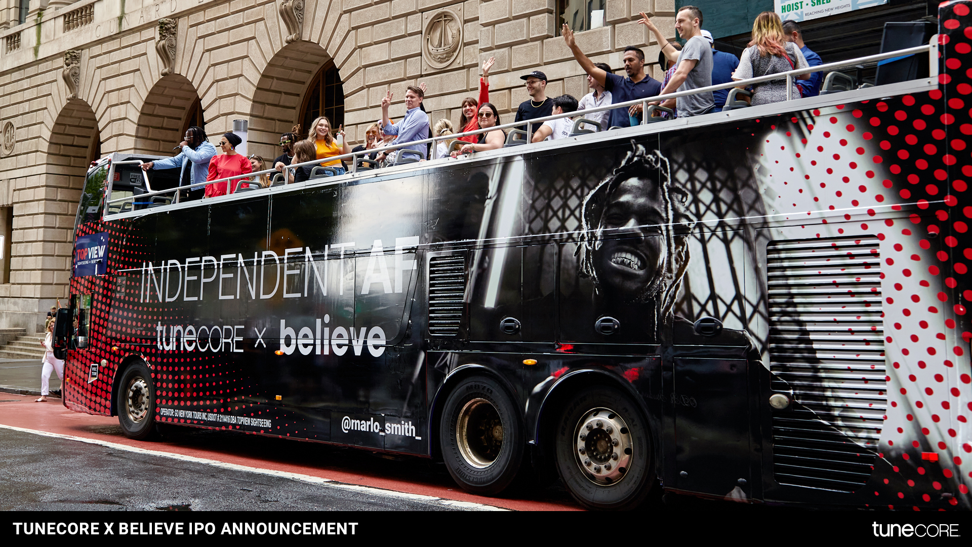 To celebrate Believe’s IPO, Seddon created a unique experiential activation by wrapping a NYC tour bus, featuring TuneCore artists Yuneer Gainz, Marlo and AdELA
