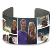 Metal cuff bracelets feature a wide band, aluminum metal photo cuff bracelet with rounded edges.