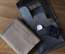 Time Travel Case for Apple Watch & Accessories - full-grain leather wallet-style protective watch and accessory organizer