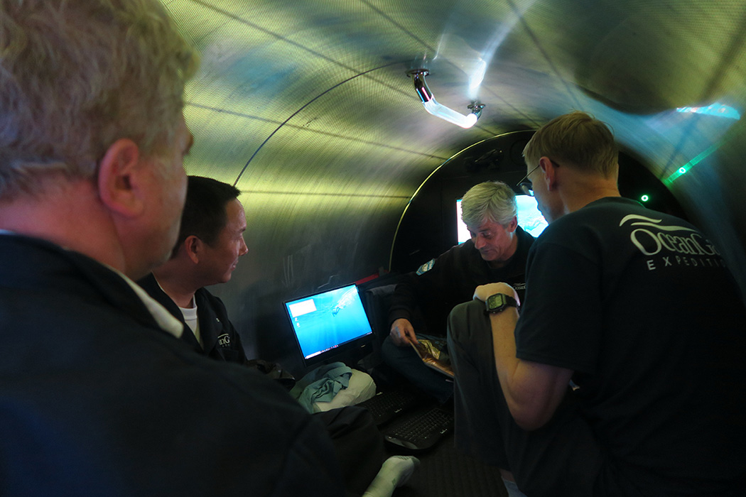 Crew inside OceanGate, Inc., carbon fiber and titanium 5-crewmember submersible, Titan
