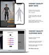 Shoppers access the body measurement experience from their smartphone and receive recommendations for the best fitting products