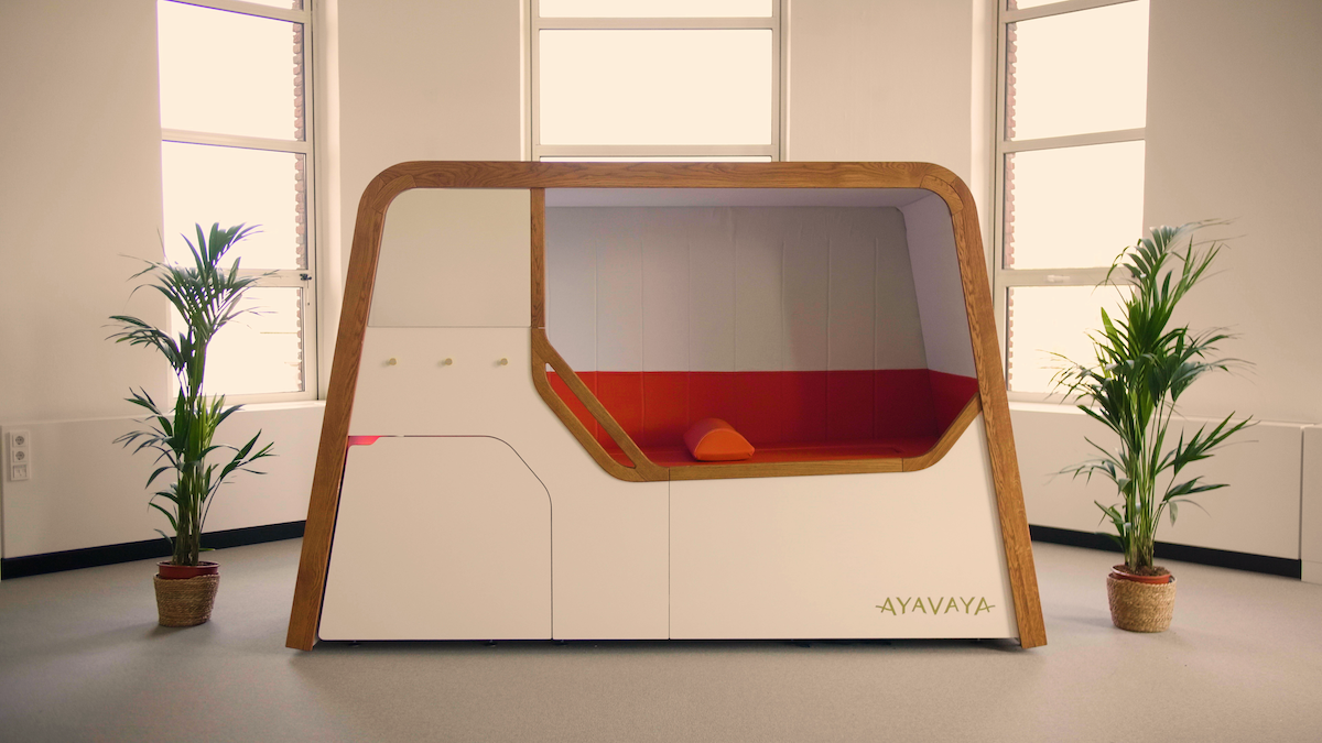 AYAVAYA, an anti-stress cabin that uses patented, scientifically-tested technology to help users achieve inner calm within 20 minutes
