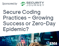 Text: Secure Coding Practices – Growing Success or Zero-Day Epidemic? | Grahics: EMA and Security Journey logos