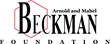 This image features the name of the Arnold and Mabel Beckman Foundation in black lettering stacked on three lines, where the middle line shows the word Beckman prominently and with a red hexagon layered behind it for visual interest. It is composed as a logo to represent the organization.