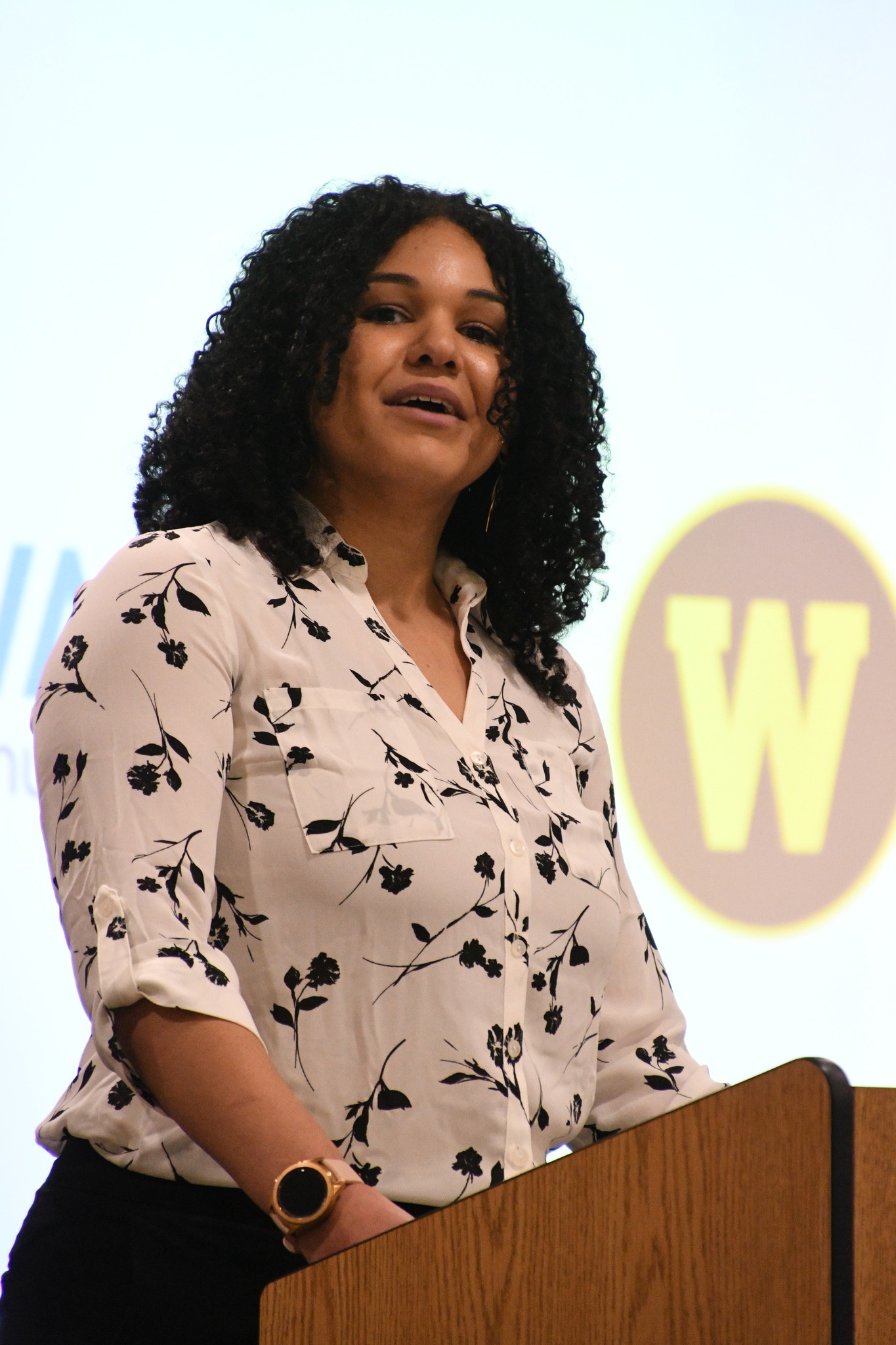 Kalamazoo Valley graduate and current WMU student Whitney Lewis spoke at the signing ceremony.