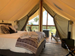 glamping tent with flap open