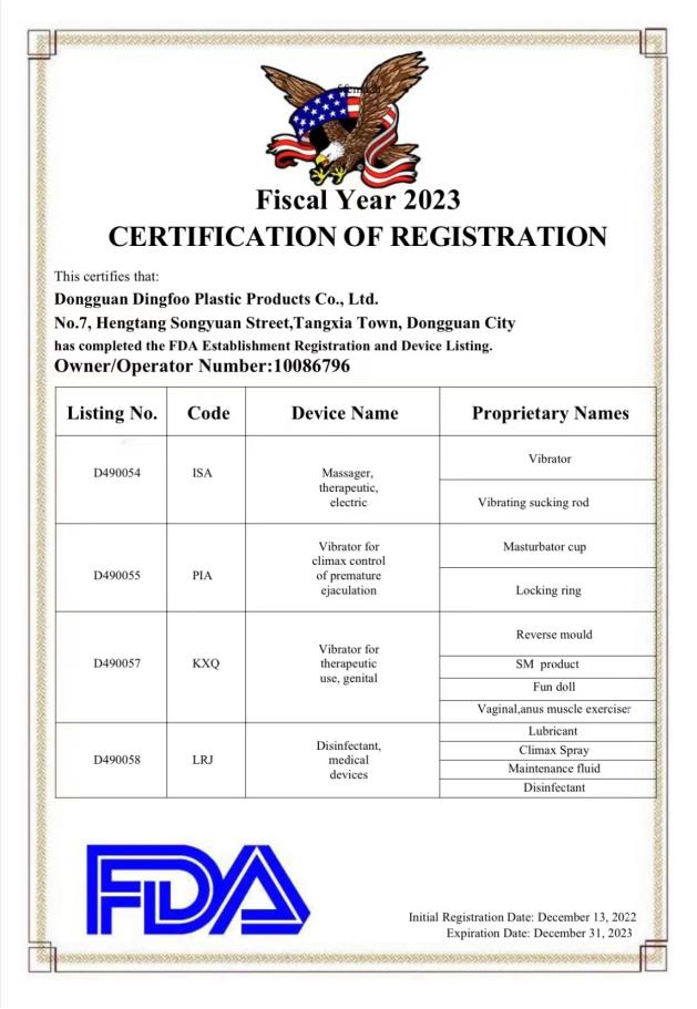 DINGFOO FDA certification