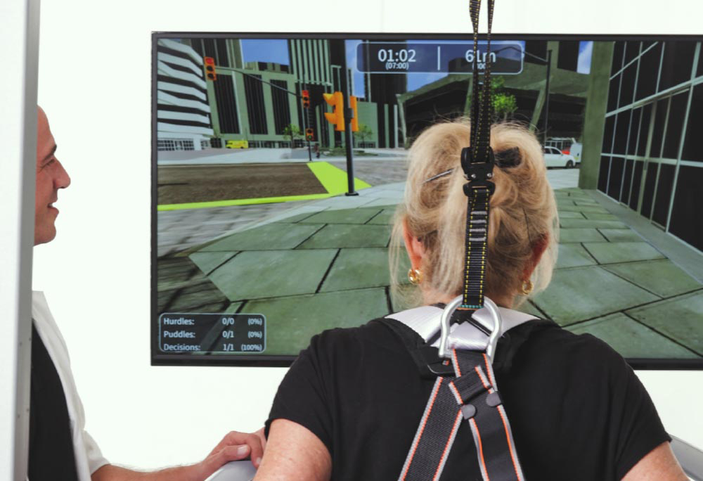 GaitBetter's state-of-the-art motor-cognitive virtual reality (VR) intervention for gait rehabilitation and fall prevention