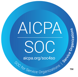 Logo for the American Institute of Certified Public Accountants (AICPA) SOC used by Service Organizations that has successfully completed a SOC 1-SSAE 21 Type II Audit.