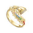 Fearless Feathers Yellow Gold and Multicolor Sapphires Ring