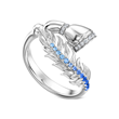Fearless Feathers White Gold and Blue Sapphires Ring
