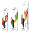 Kyocera cutlery new plastic-free packaging display for ceramic knives.