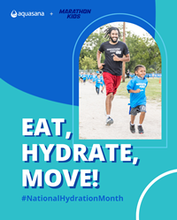 Image of Aquasana and Marathon Kids "EAT, HYRDRATE, MOVE!" campaign for National Nutrition Month