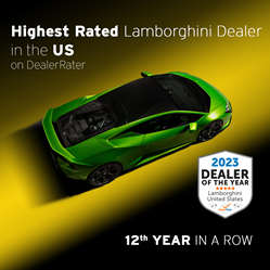 Lamborghini Dallas Earns 2023 DealerRater Lamborghini Dealer of the Year Award