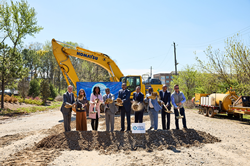 Ceremonial dirt is tossed for the groundbreaking of the Atlanta BeltLine Southside Trail. Photo by Erin Sintos.