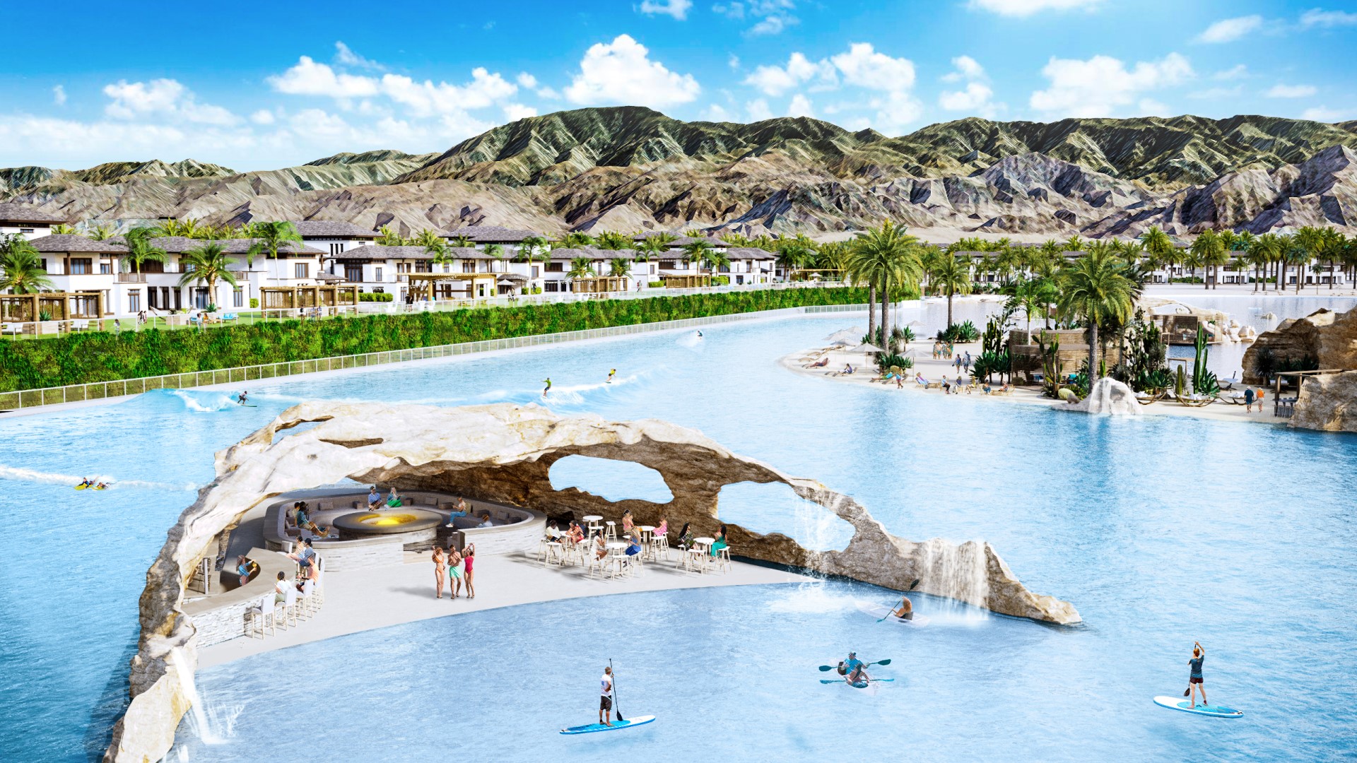 Artistic Render of Thermal Beach Club's Central 20-Acre Lake