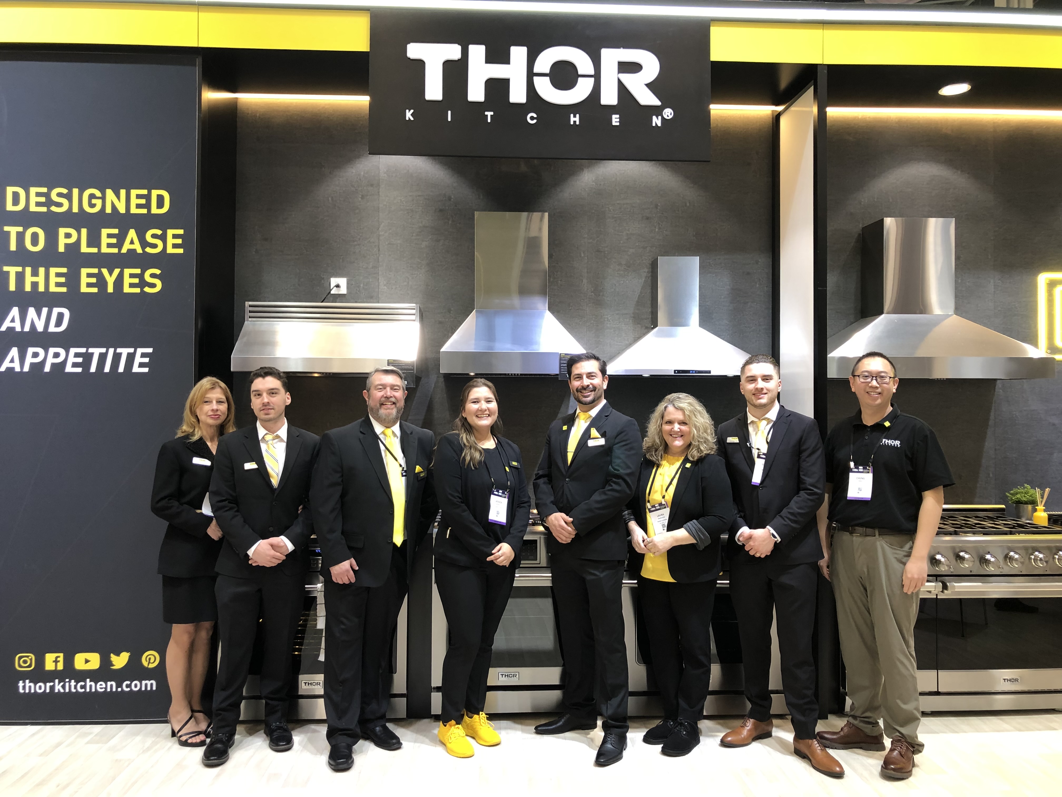 THOR Marketing Group supports the brand’s dealer base. From left to right: Karen Betz, Alphonse Betz, Dirk Leslie, Jessica Mundt, Anthony Arano, Laura Marcoux, George Betz, and Cheng Yang.