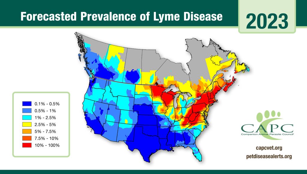 CAPC reports a northern expansion of Lyme disease into Canada, including southern regions of Ontario, Quebec and Manitoba, as well as on New Brunswick and Nova Scotia.