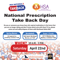 Northeast Delta Human Services Authority to host Drug Take-Back event on April 22