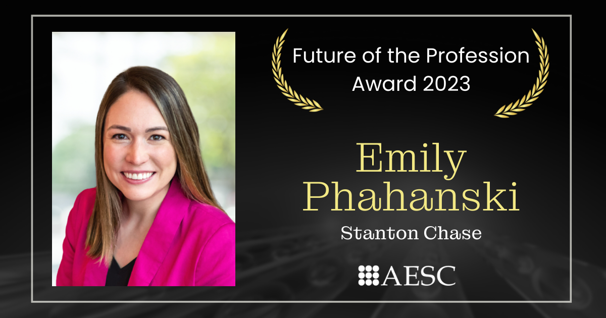 Emily Plahanski receives 2023 AESC Future of the Profession Award