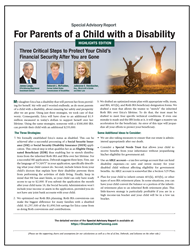 Image of Special Advisory Report for Parents of a Child with a Disability: Three Critical Steps to Protect Your Child’s Financial Security After You Are Gone