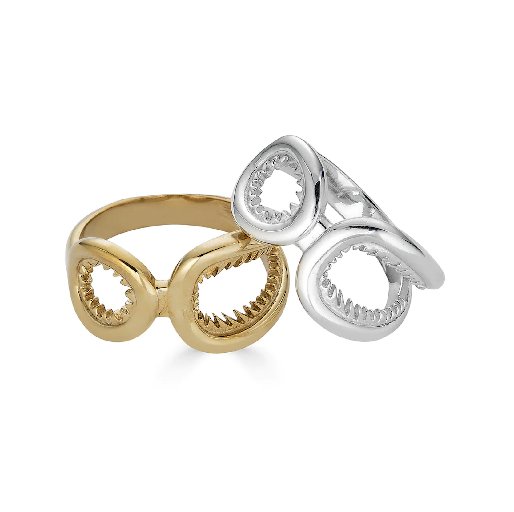 Dentata Rings by KIL N.Y.C., in Sterling Silver and 14K Gold