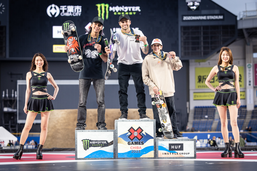 Monster Energy's Elliot Sloan Wins Gold and Moto Shibata Takes Silver in Skateboard Vert Best Trick at X Games Chiba 2023