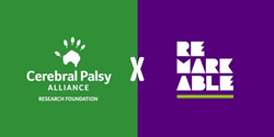 White CPARF logo on kelly green background next to white remarkable logo on purple background. An X joins the two in the middle.