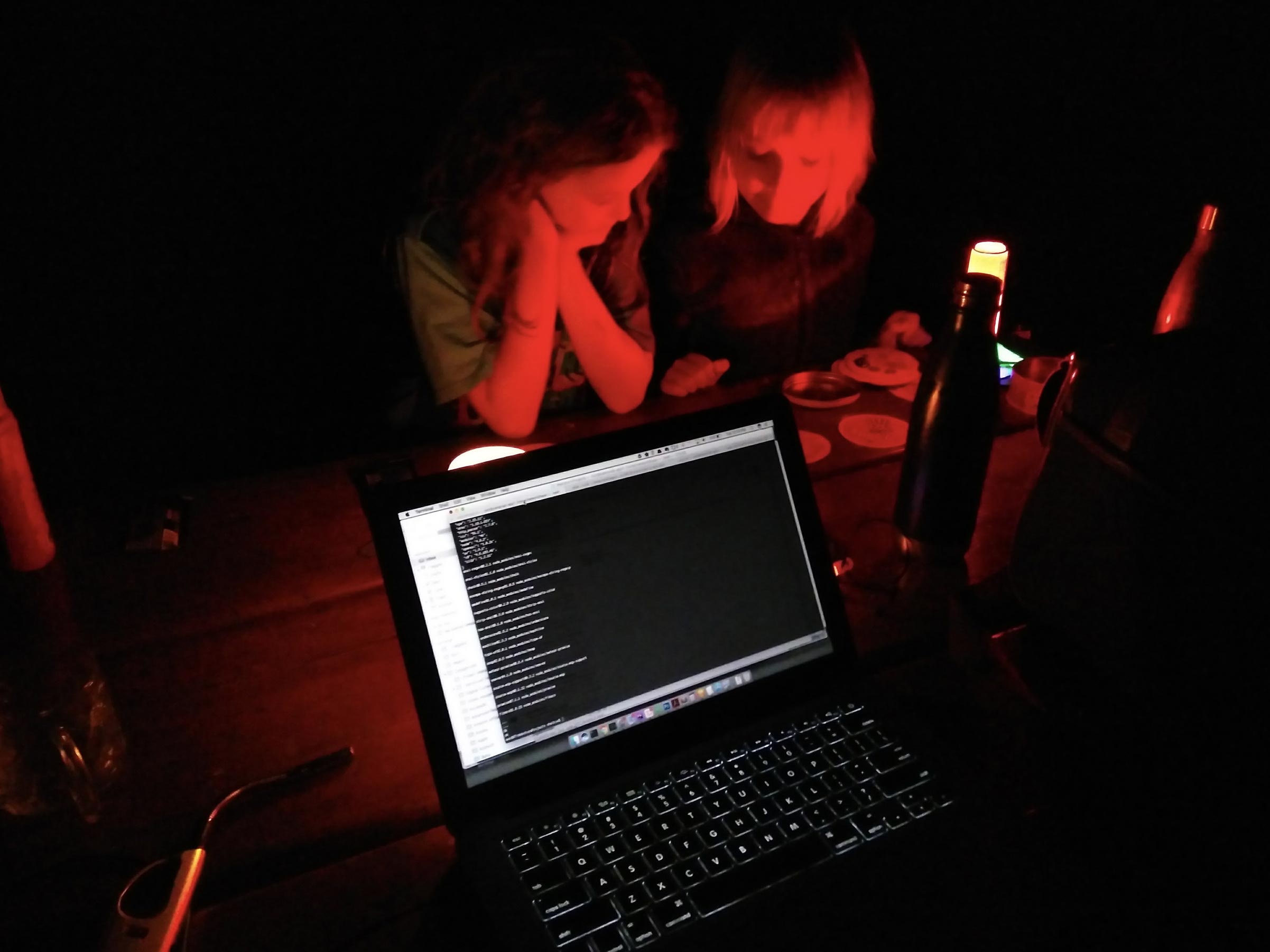 Campnab developer Eric Shelkie edits code for his campsite tracking app, while out camping.