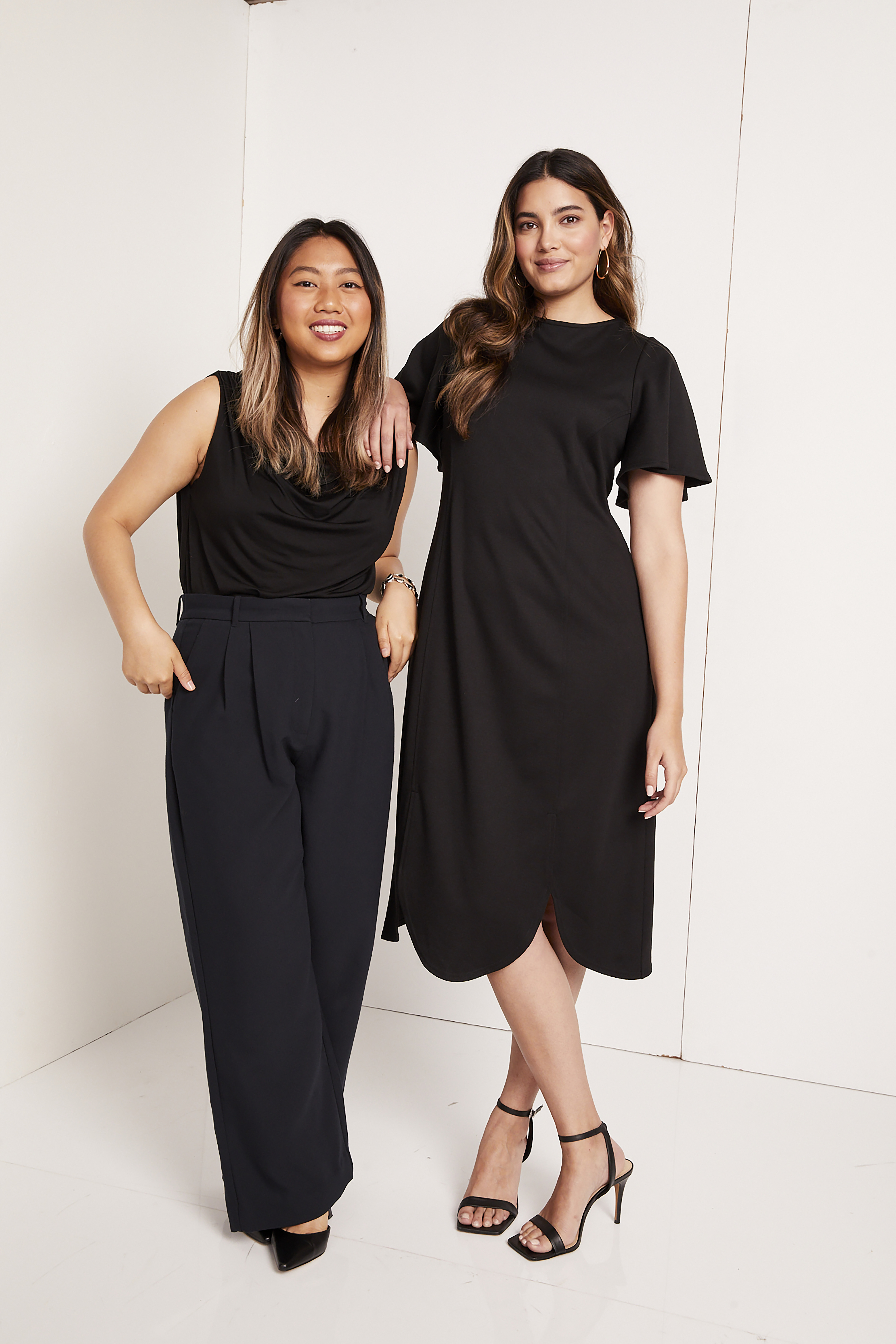 Syracuse University design student Nina Chen (left) with a model photo shoot featuring her award-winning “Tulip Dress” design.