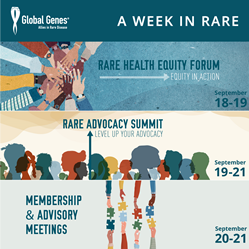 The events that will make up the Week in RARE in San Diego this year  - RARE Health Equity Forum, RARE Advocacy Summit, and Membership and Advisory meetings.