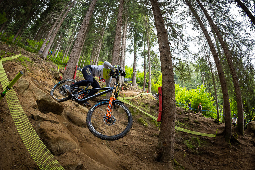 Monster Energy's Camille Balanche Takes Second Place n the Elite Women's Division at the UCI Downhill Mountain Bike World Cup in Val di Sole, Italy