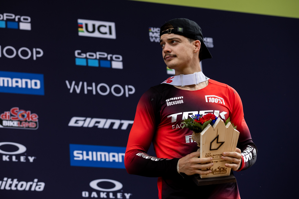 Monster Energy's Loris Vergier Takes Fifth Place in the Elite Men's Division at the UCI Downhill Mountain Bike World Cup in Val di Sole, Italy