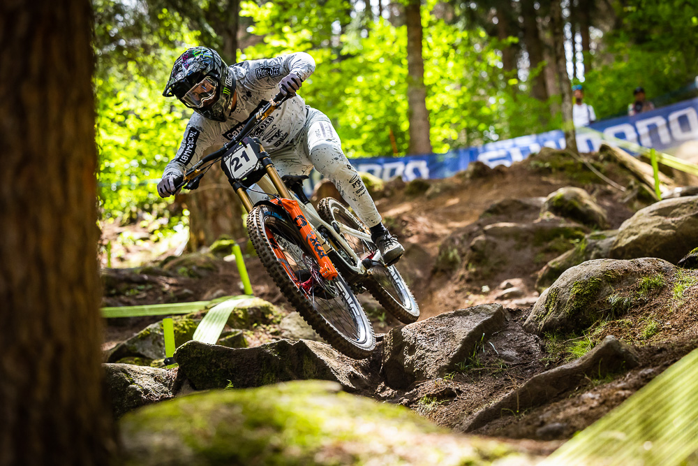 Monster Energy's Thibaut Daprela Returns to Podium with Third Place in the Elite Men's Division at the UCI Downhill Mountain Bike World Cup in Val di Sole, Italy