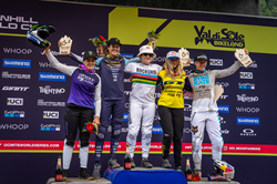 Monster Energy's Mountain Bike Athletes Dominate at the UCI Downhill Mountain Bike World Cup in Val di Sole, Italy