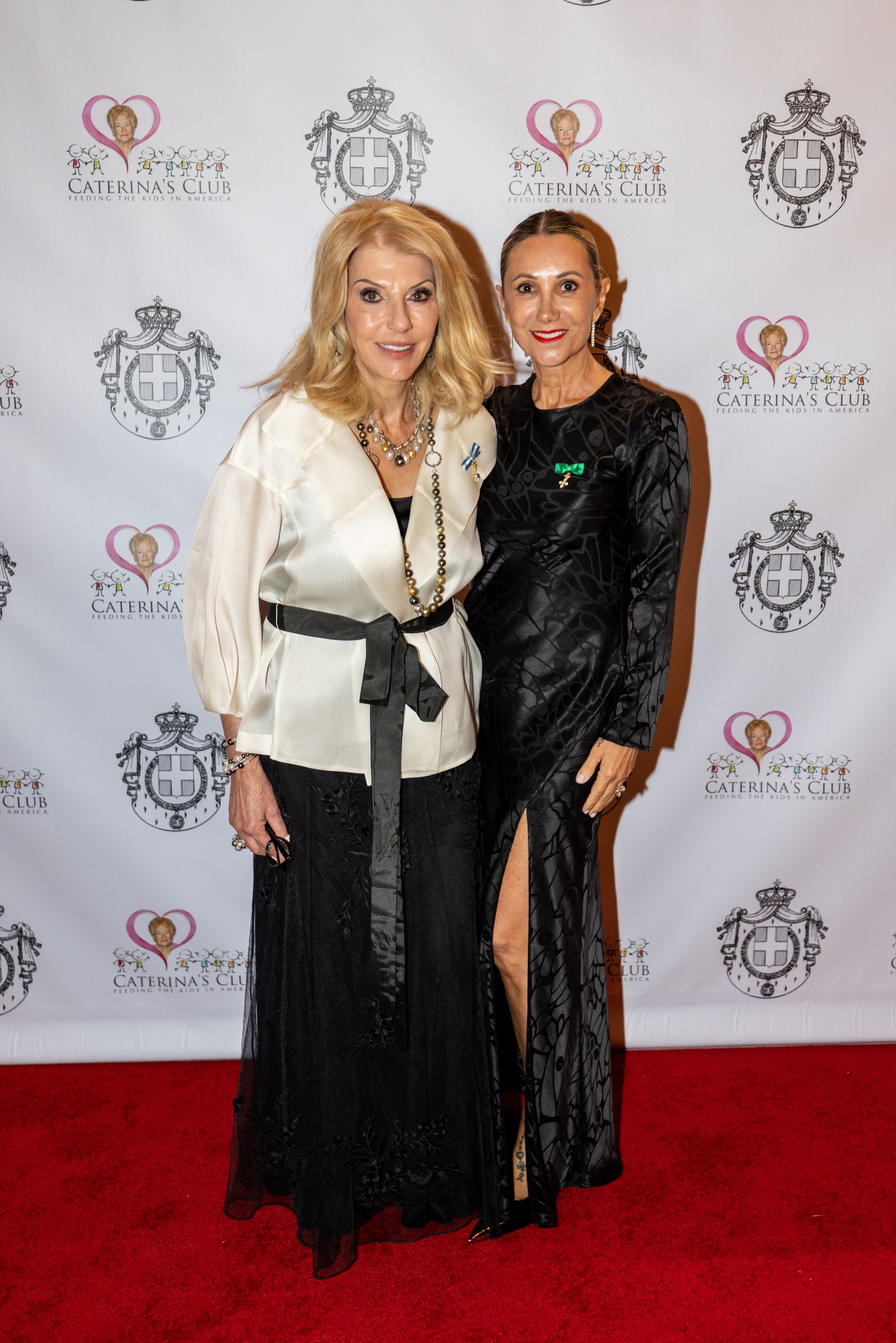Event Grand Patron Vivian Cardia with Event Co-Chair Florentina McClory at the 5th Annual Notte di Savoia Los Angeles Gala Fundraiser for Caterina's Club, April 29, 2023