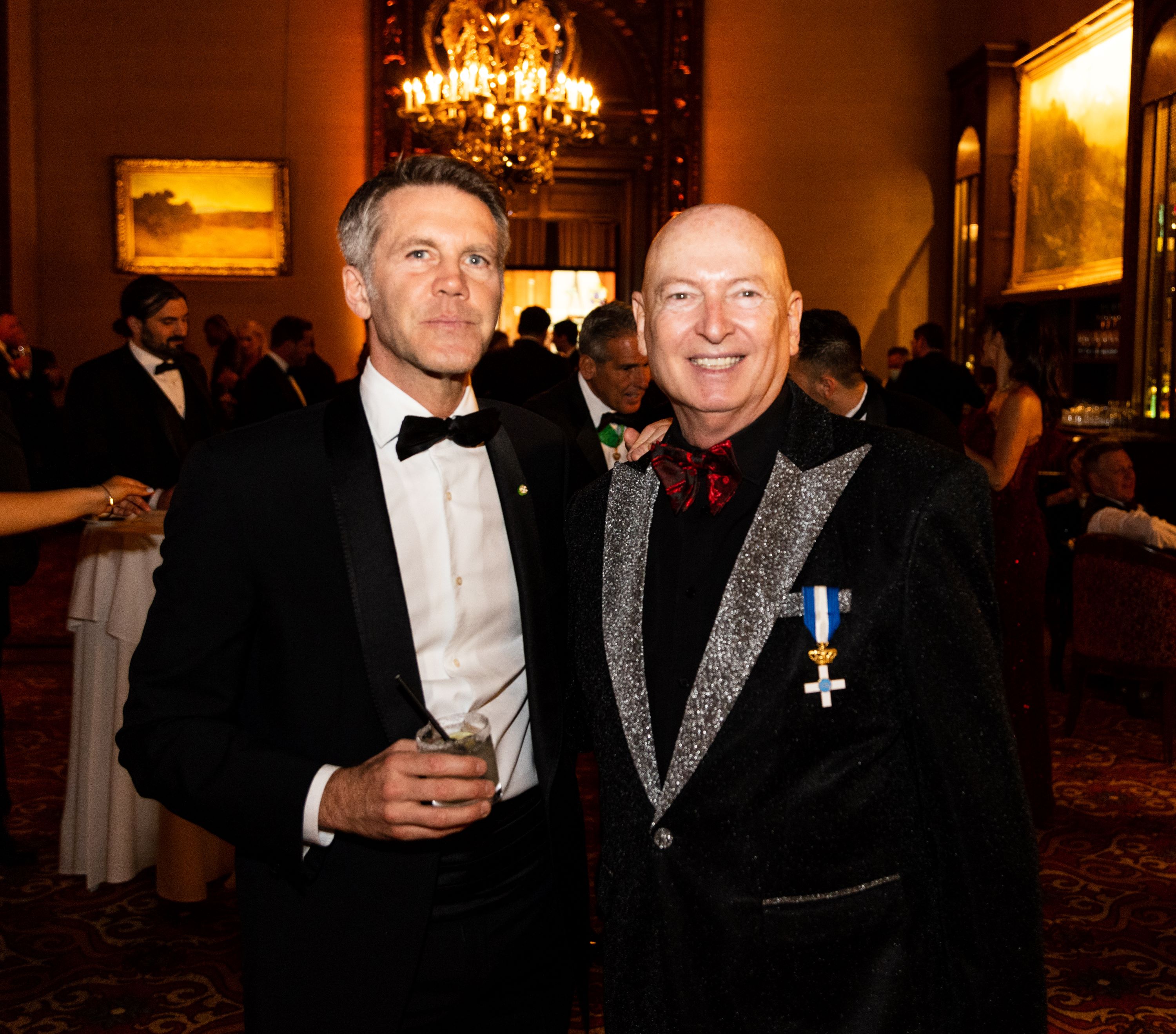 HRH Prince Emmanuel Philibert of Savoy with Chef, Savoy Orders Officer and Founder of Beneficiary Charity Caterina's Club at the fifth Notte di Savoia Los Angeles Gala Reception, April 29, 2023