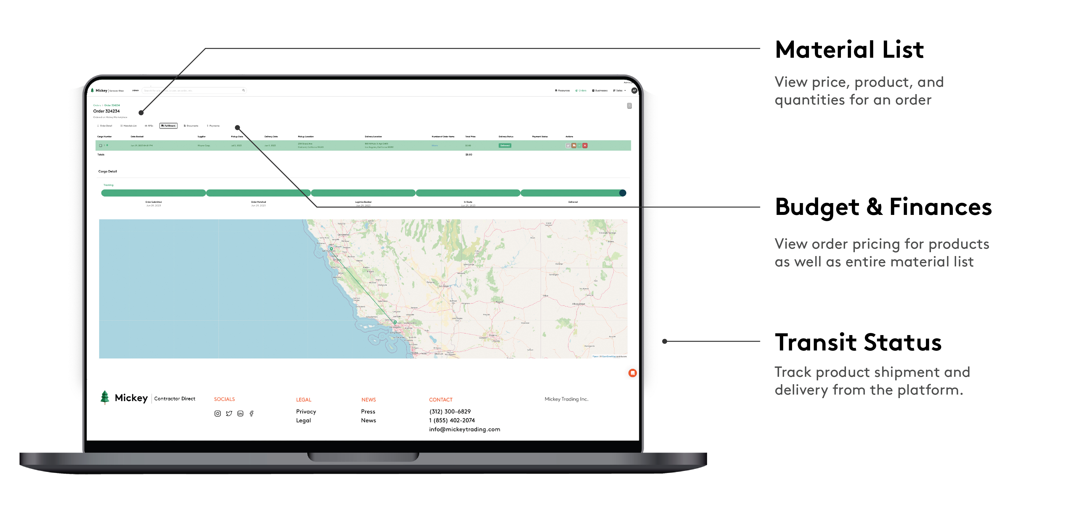 Contractors and builders will be able to track quotes and contracts, and buyers will get a real-time view into orders, shipments, and invoices – all through the Mickey | Contractor Direct portal.