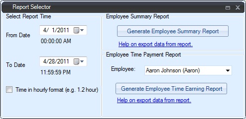 Payroll Software Report Options