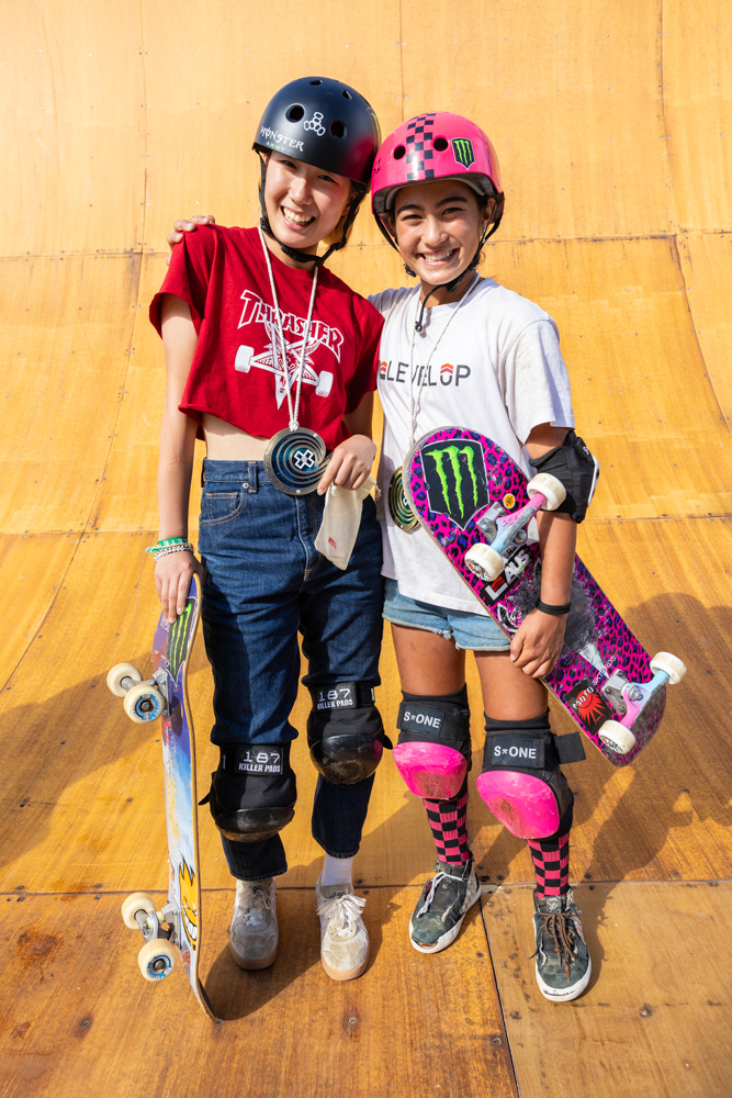 Monster Army's Arisa Trew Wins Gold and teammate Ashai Kaihara Wins Bronze in Women's Skateboard Vert at X Games California 2023 in Ventura, California