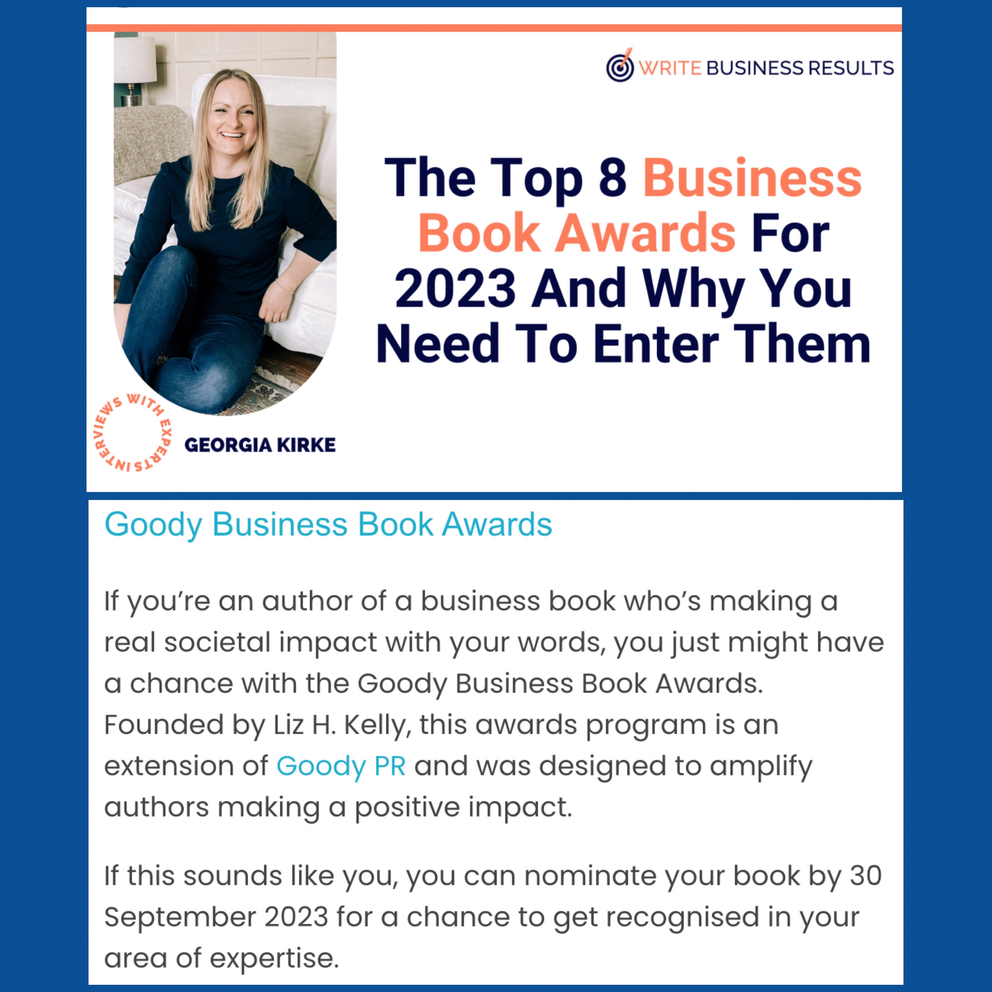 Write Business Results includes Goody Business Book Awards in their Top 8 Business Book Awards for 2023.