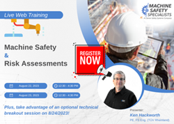 Open Enrollment Available for Clarion Safety Systems and Machine Safety Specialists Live, Online Training Course on Machine Safety and Risk Assessment
