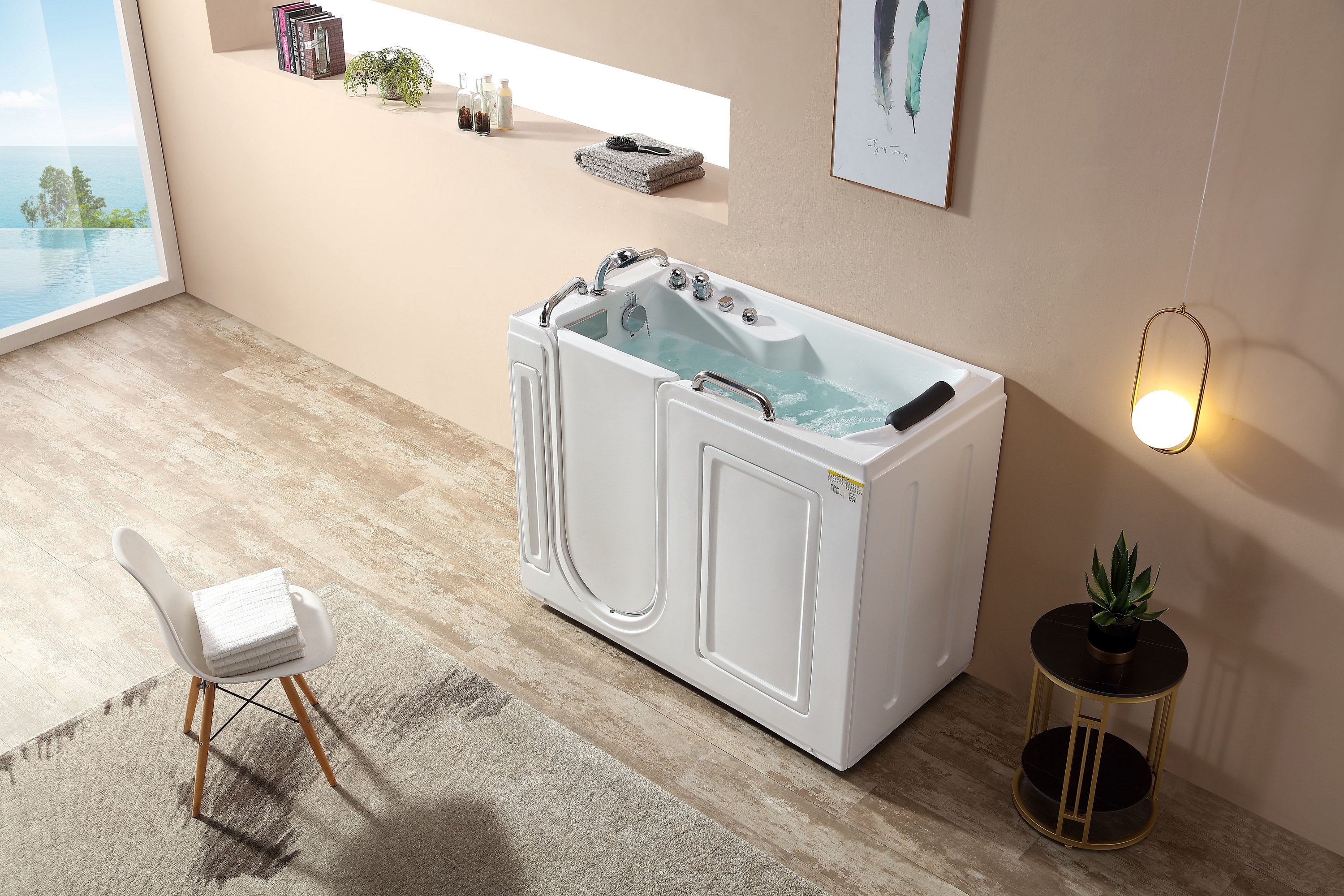 EMPAVA introduces the new 53-inch Walk-in Whirlpool Bathtub, with a spacious interior and larger than average door for maximum comfort.