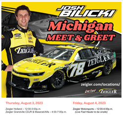 Zeigler Auto Group's No. 78 Back at Michigan International Speedway, Josh Bilicki Meet &amp; Greets Scheduled For Thursday &amp; Friday